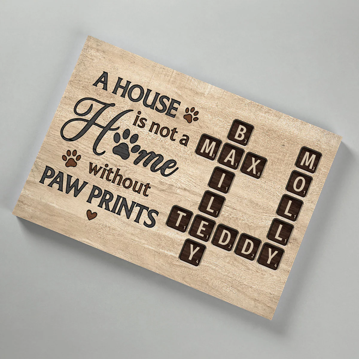 Pet Lover Home Decor Home With Paw Prints Crossword Puzzle Art Personalized Canvas - Image 8