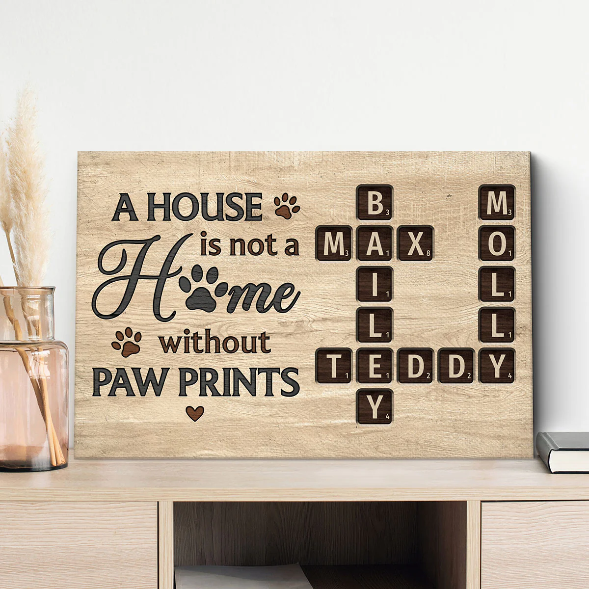 Pet Lover Home Decor Home With Paw Prints Crossword Puzzle Art Personalized Canvas - Image 9
