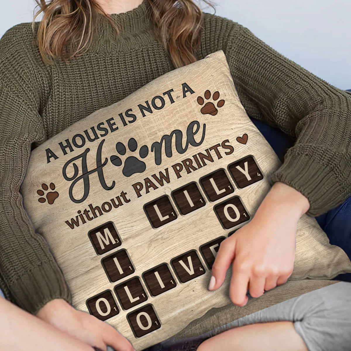 Pet Lover Home Decor Home With Paw Prints Crossword Puzzle Art Personalized Pillow - Image 5