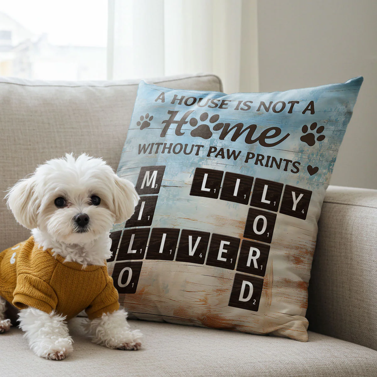 Pet Lover Home Decor Home With Paw Prints Crossword Puzzle Art Personalized Pillow - Image 7