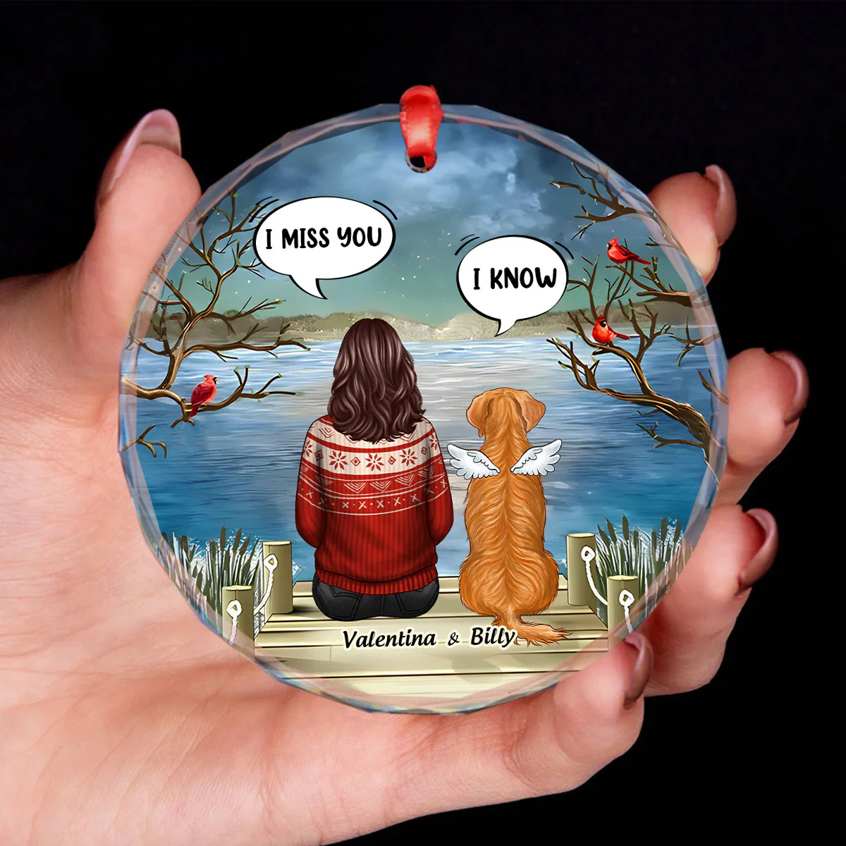 Pet Memorial I Miss You Back View Personalized Glass Ornament, Memorial Gift, Remembrance Gift For Dog Lover - Image 2