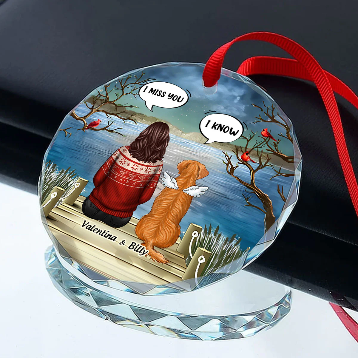 Pet Memorial I Miss You Back View Personalized Glass Ornament, Memorial Gift, Remembrance Gift For Dog Lover - Image 3