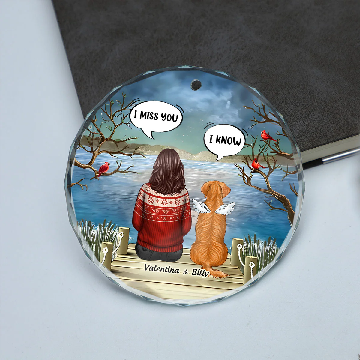 Pet Memorial I Miss You Back View Personalized Glass Ornament, Memorial Gift, Remembrance Gift For Dog Lover - Image 4