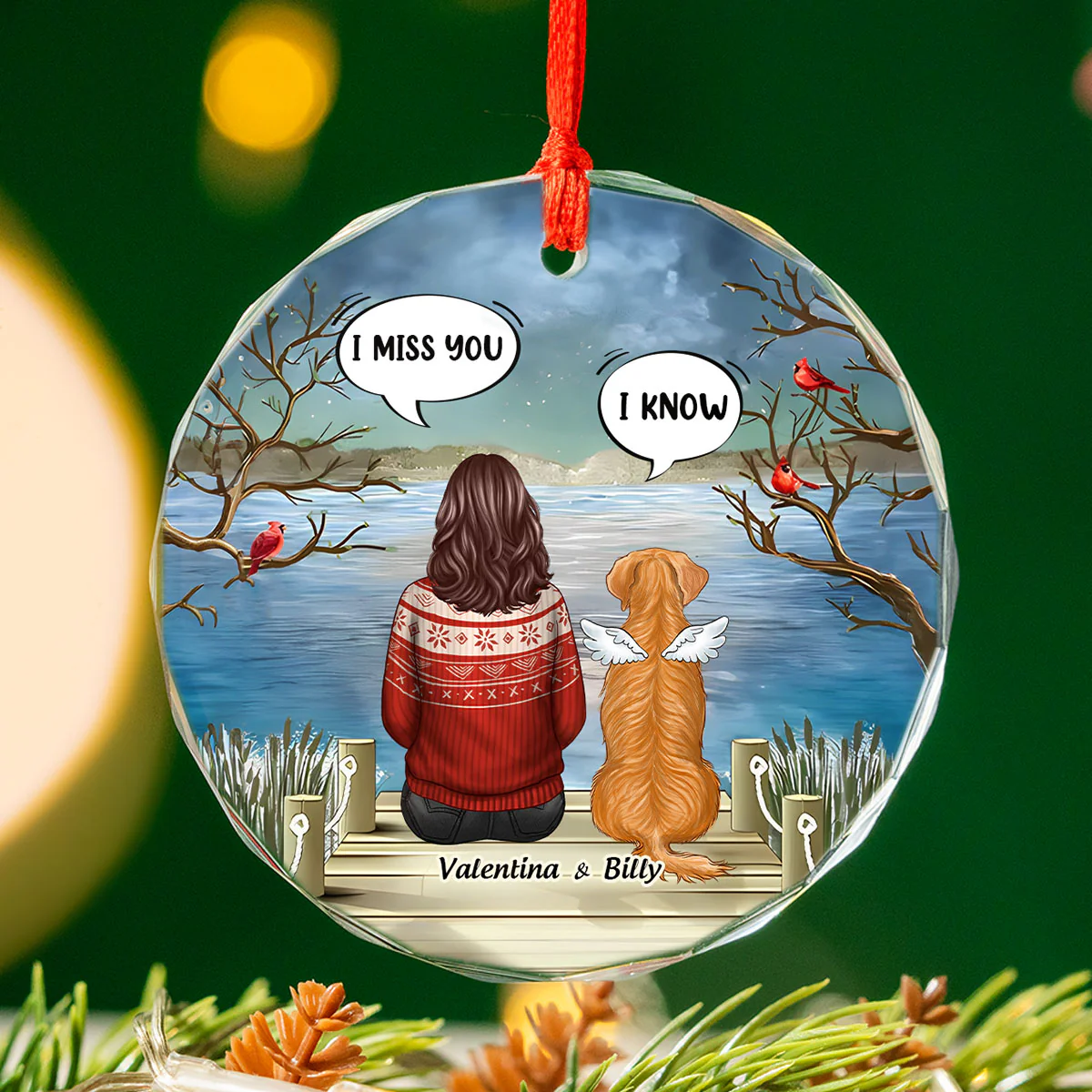 Pet Memorial I Miss You Back View Personalized Glass Ornament, Memorial Gift, Remembrance Gift For Dog Lover - Image 5