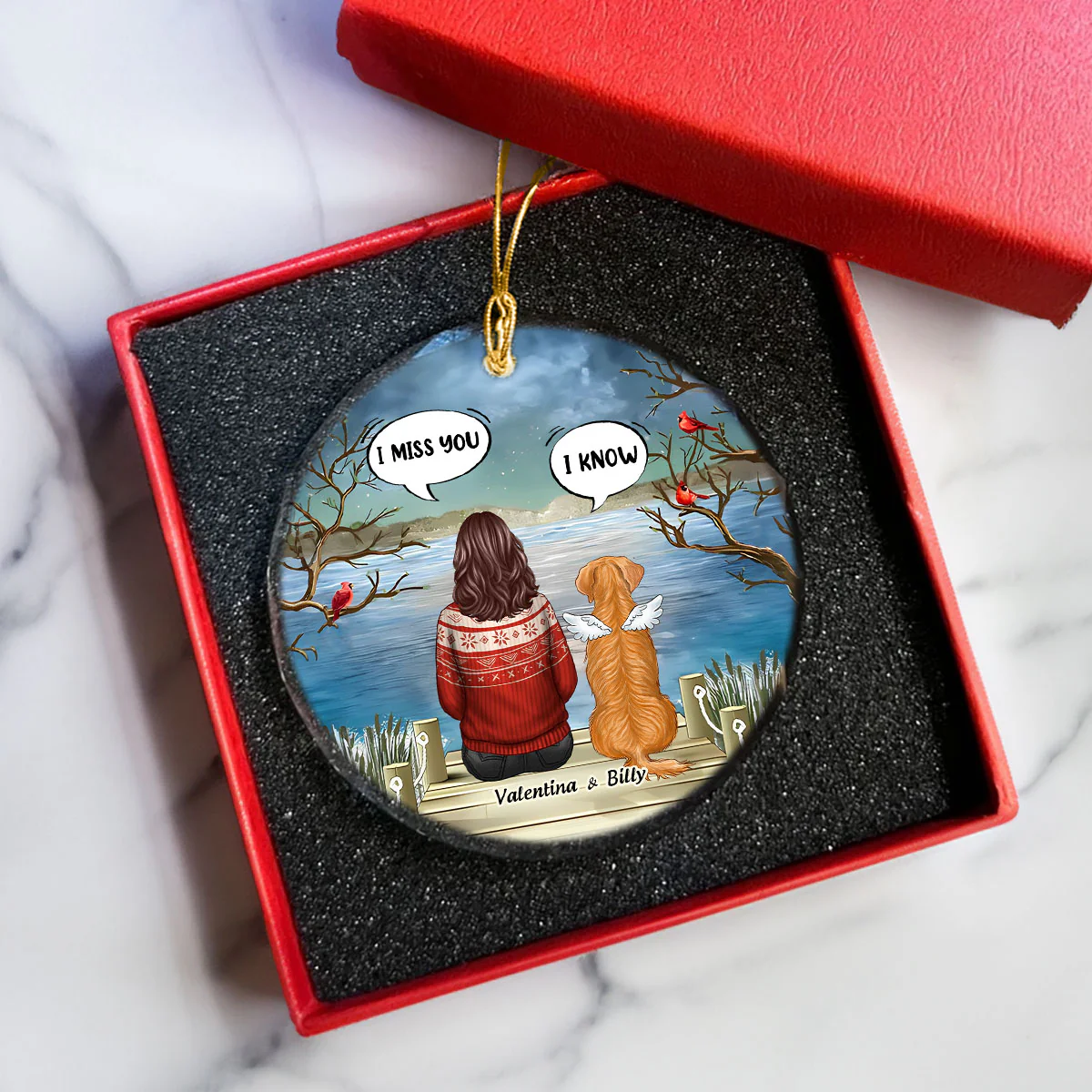 Pet Memorial I Miss You Back View Personalized Glass Ornament, Memorial Gift, Remembrance Gift For Dog Lover - Image 7
