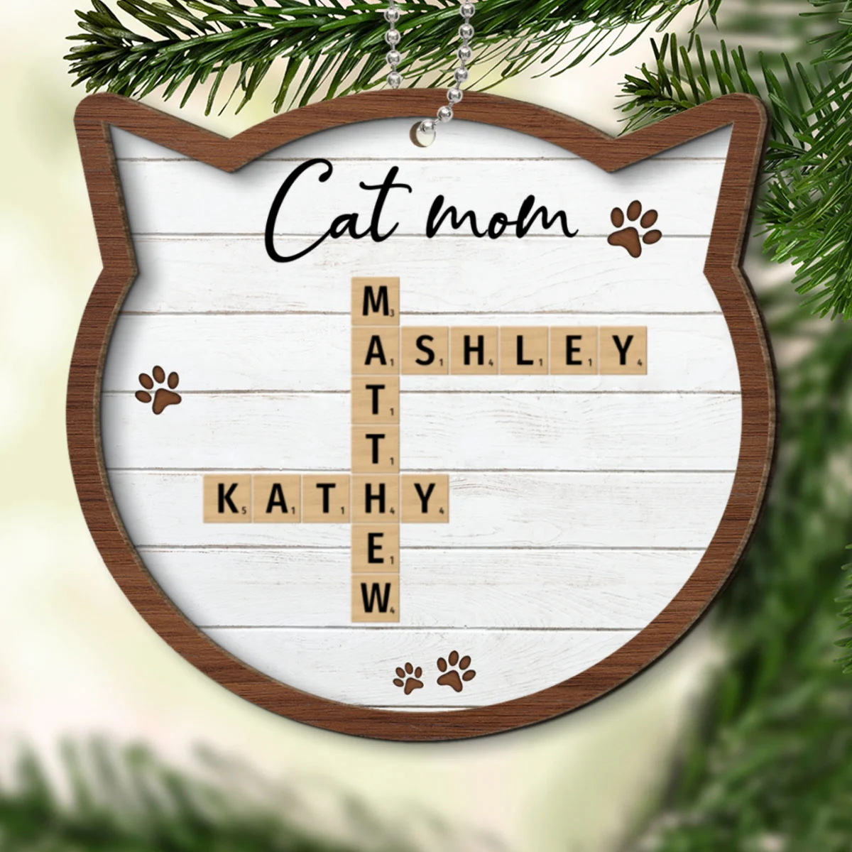 Cat Lover Gift Crossword Puzzle Art Personalized 2-Layer Wooden Ornament [Can add up to 20 cat names] - Image 12