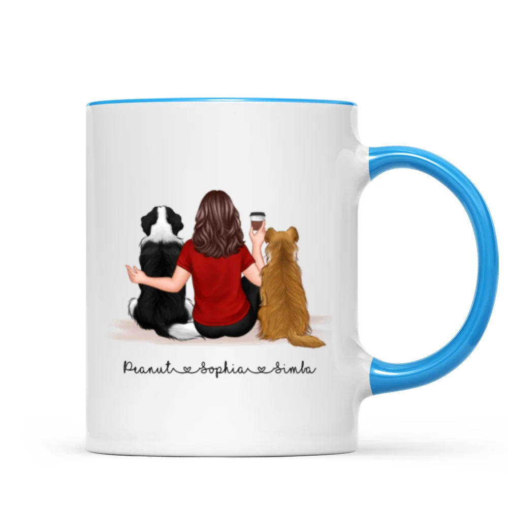 Pet Owner Portrait, Custom Dog Mom Cup Back View Woman & Dogs Personalized Mug Mother‘s Day Gift For Her - Image 11