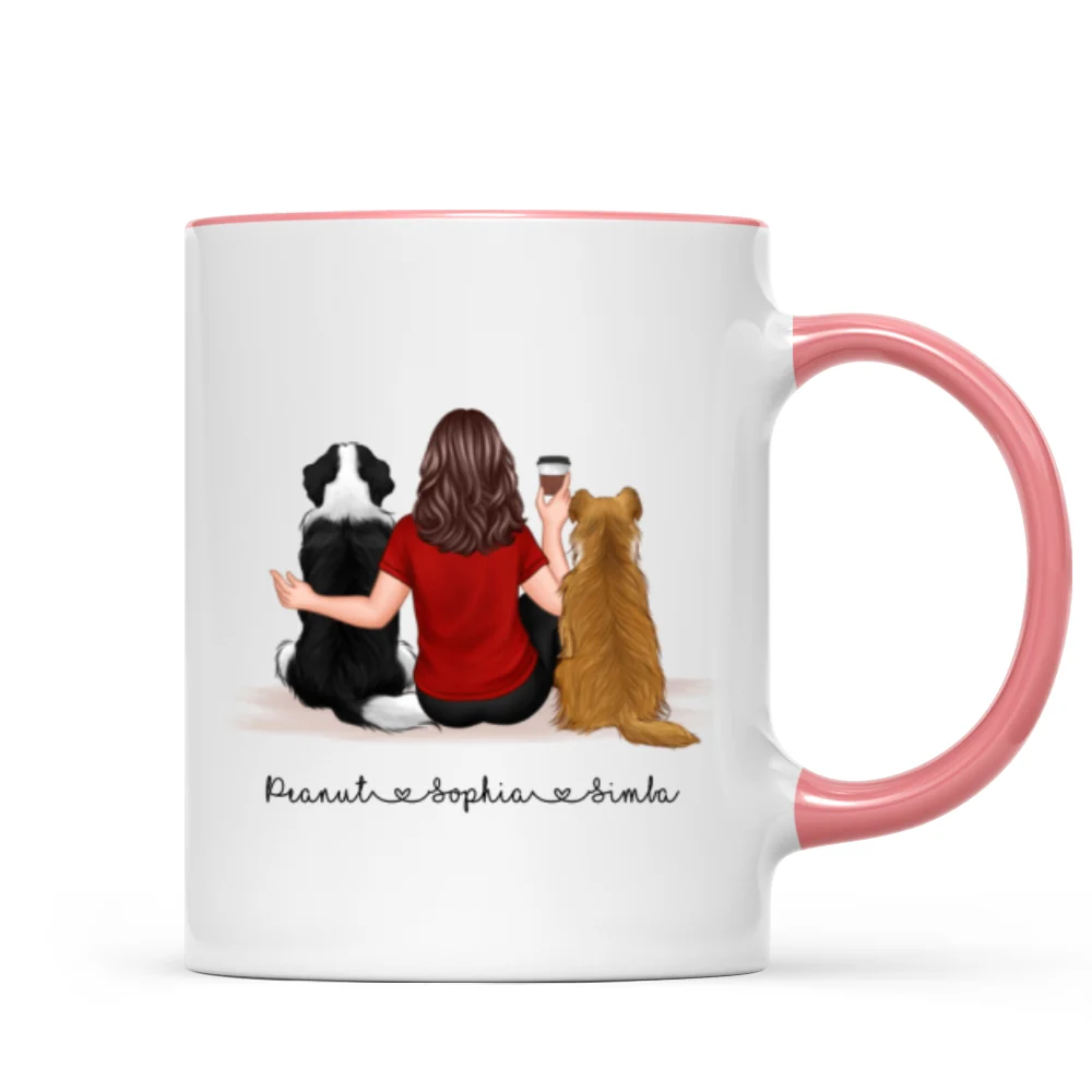 Pet Owner Portrait, Custom Dog Mom Cup Back View Woman & Dogs Personalized Mug Mother‘s Day Gift For Her - Image 12