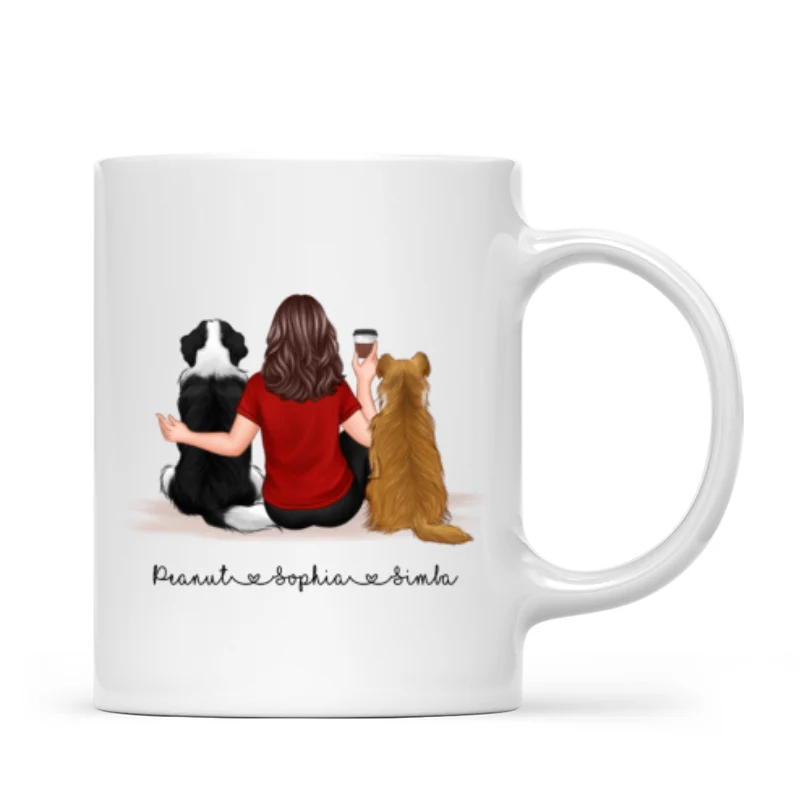 Pet Owner Portrait, Custom Dog Mom Cup Back View Woman & Dogs Personalized Mug Mother‘s Day Gift For Her - Image 7