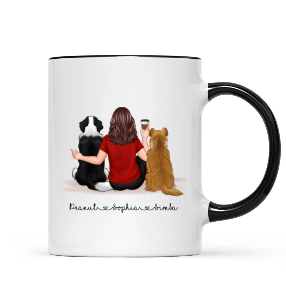 Pet Owner Portrait, Custom Dog Mom Cup Back View Woman & Dogs Personalized Mug Mother‘s Day Gift For Her - Image 8