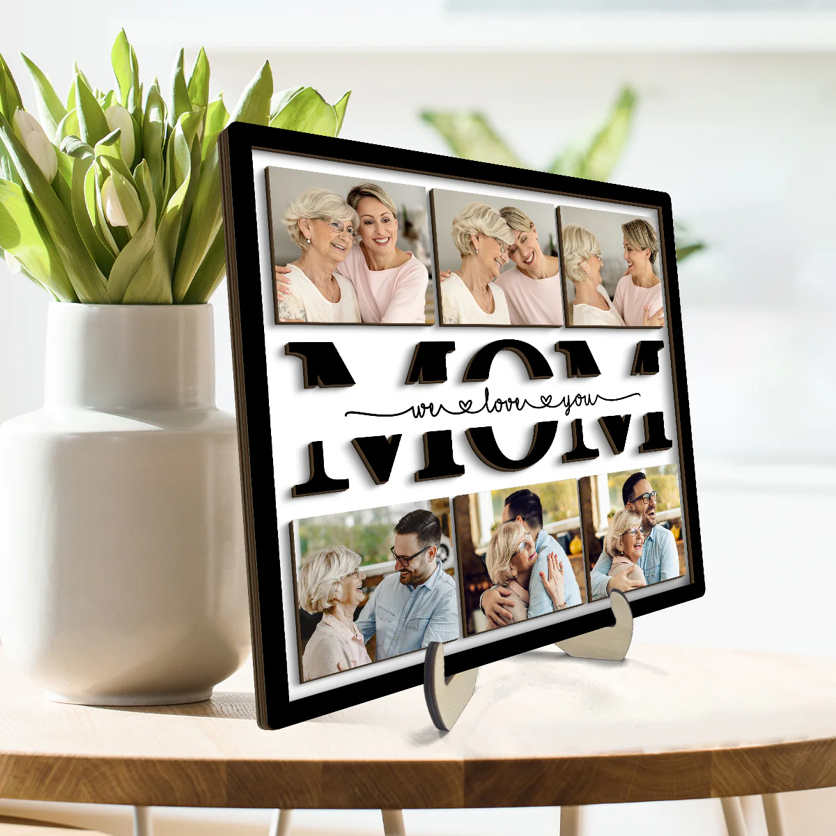 Photo Mom Grandma Cut Through Personalized 2-layer Wooden Plaque - Image 3