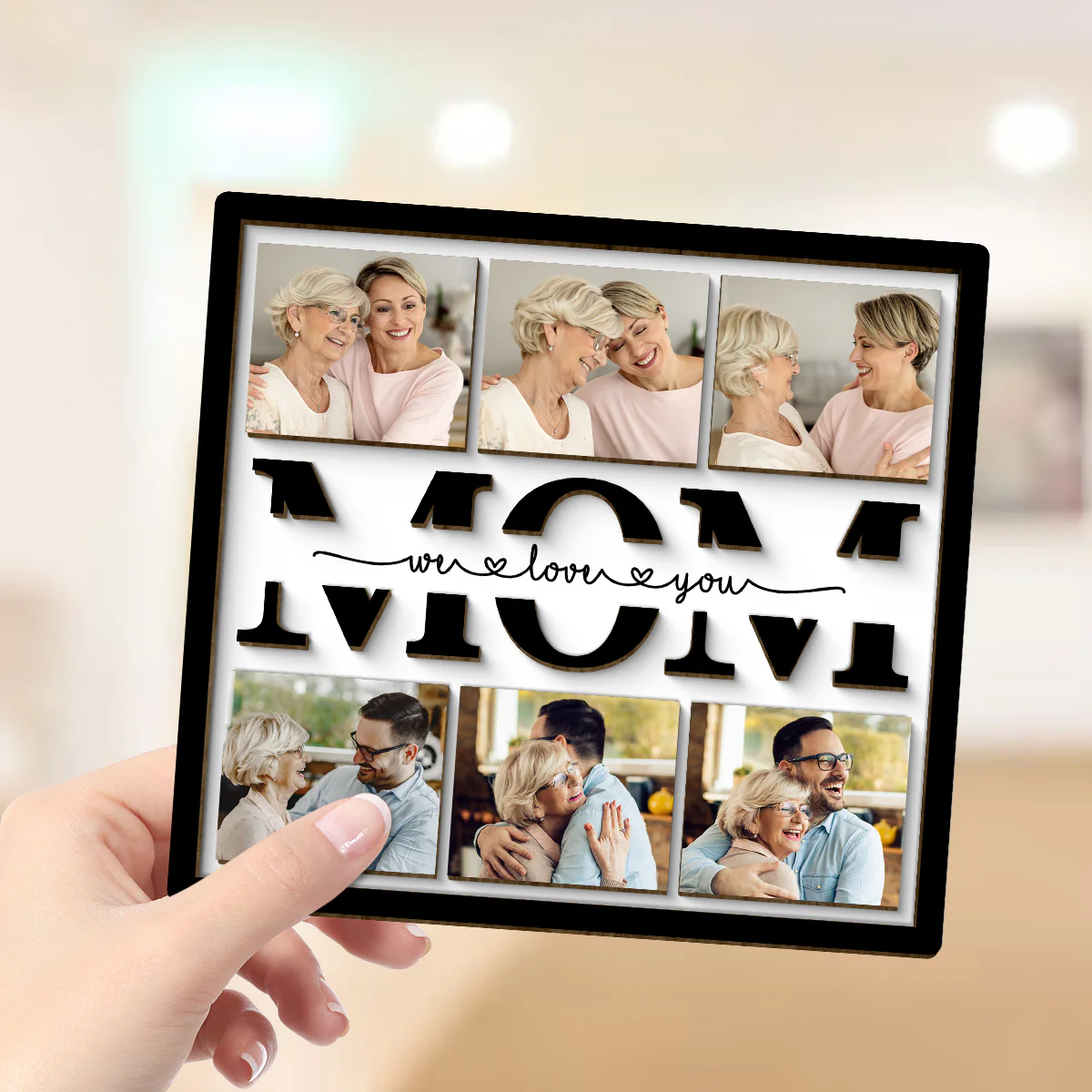 Photo Mom Grandma Cut Through Personalized 2-layer Wooden Plaque - Image 4