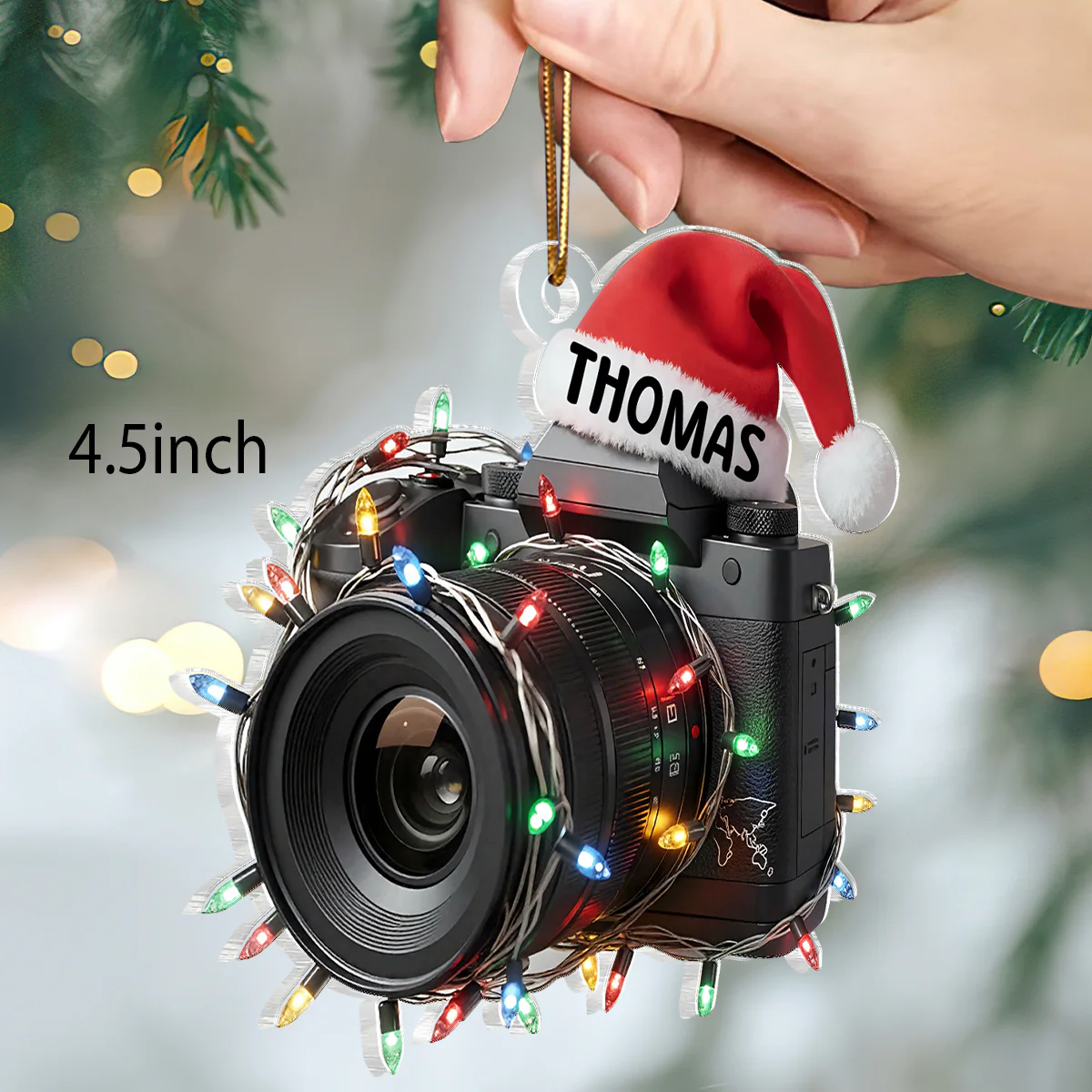 Photographer Camera Custom Name - Personalized Acrylic Ornament - Christmas Gift for Photo Lovers - Image 2