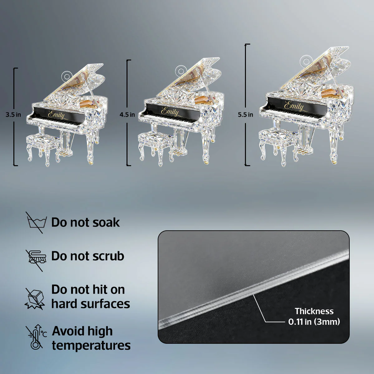 Piano Music Crystal Effect - Personalized Acrylic Ornament - Unique Christmas Gift For Pianist - Image 9
