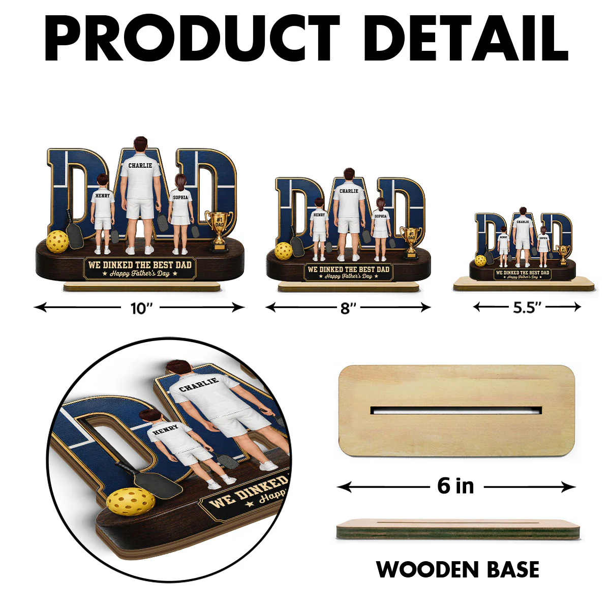 Pickleball Dad Legend We Dinked The Best Dad - Personalized 2-Layered Wooden Plaque - Gift For Dad, Husband Pickleball Lovers - Image 6