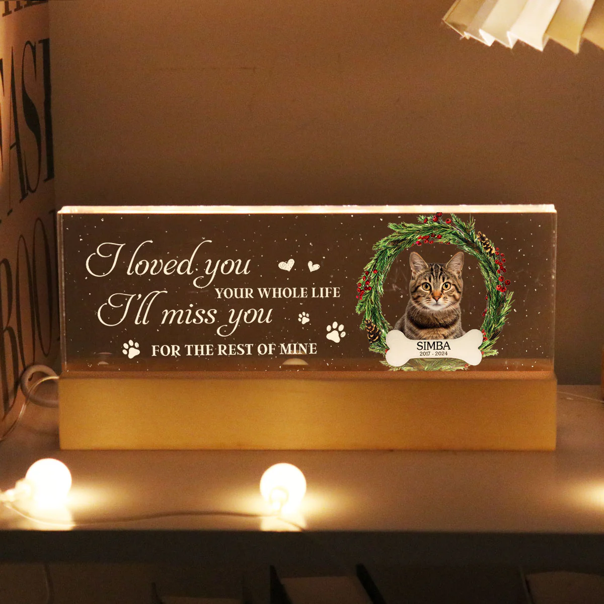 Picture Frame Memorial Personalized Acrylic LED Night Light, Heartfelt Decoration for Loss of Loved One, Gift For Dog Mom, Cat Mom - Image 4