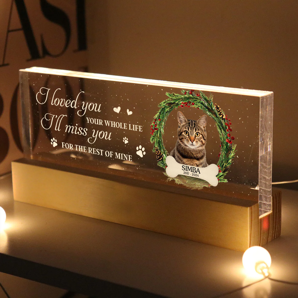 Picture Frame Memorial Personalized Acrylic LED Night Light, Heartfelt Decoration for Loss of Loved One, Gift For Dog Mom, Cat Mom - Image 5
