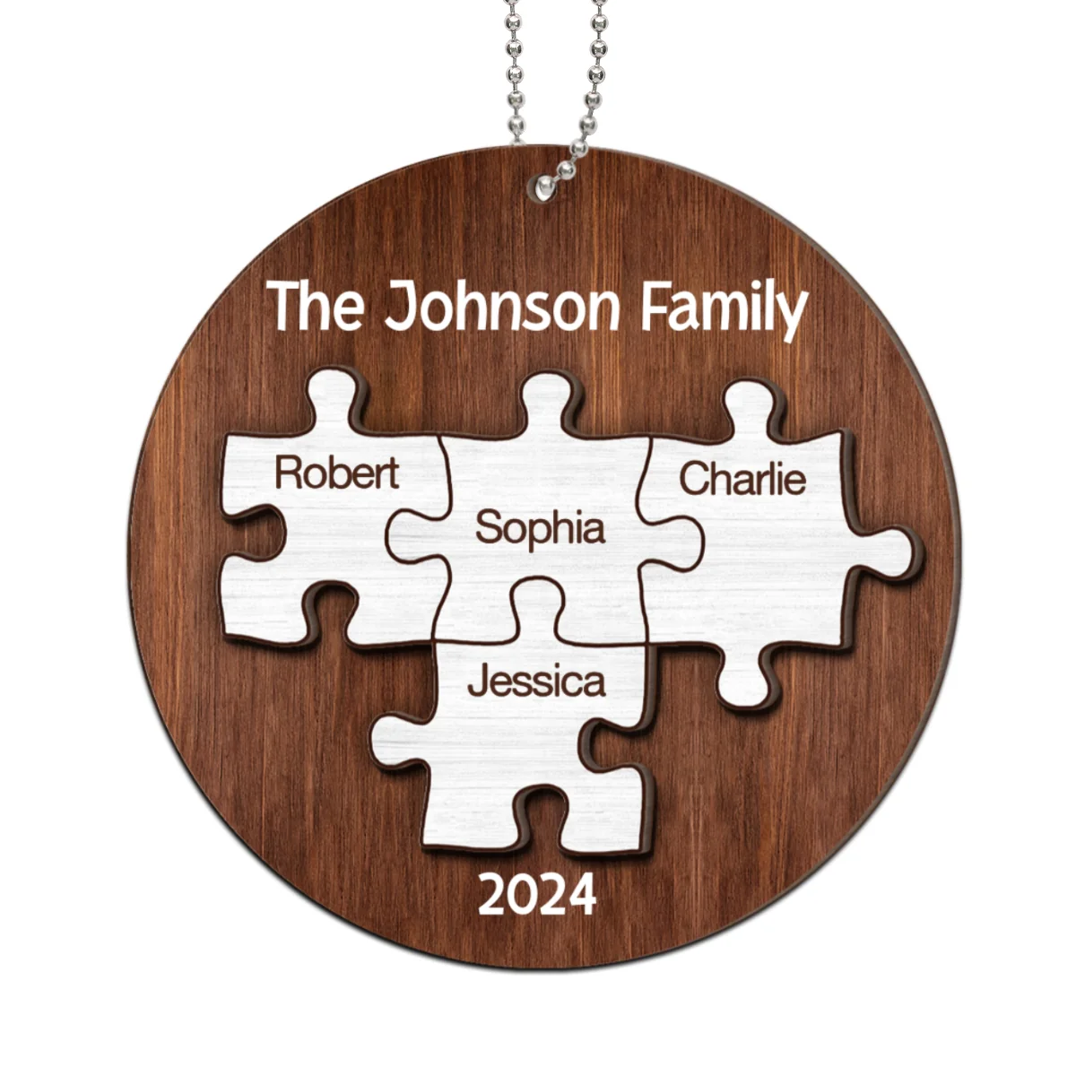 Pieces Of Our Family Christmas Keepsake Personalized 2-Layer Wooden Ornament - Image 11