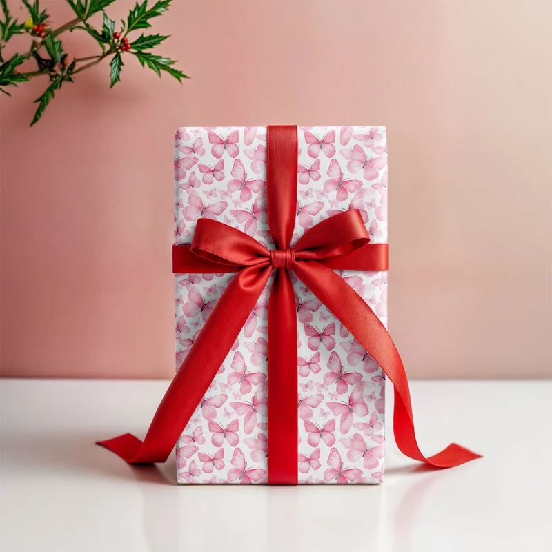 Pink Butterflies Gift Wrapping Paper - Image 4