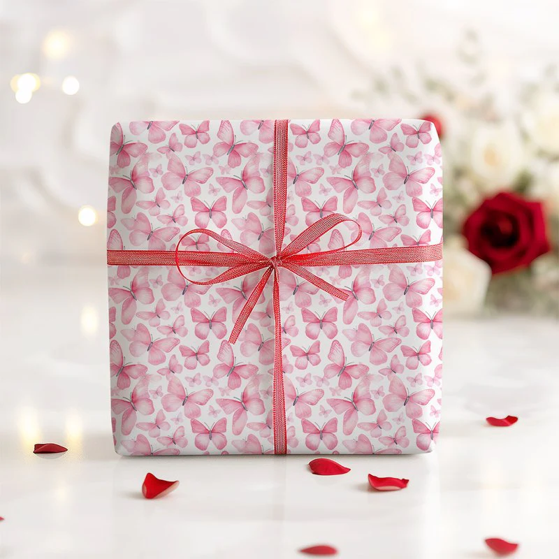 Pink Butterflies Gift Wrapping Paper - Image 6