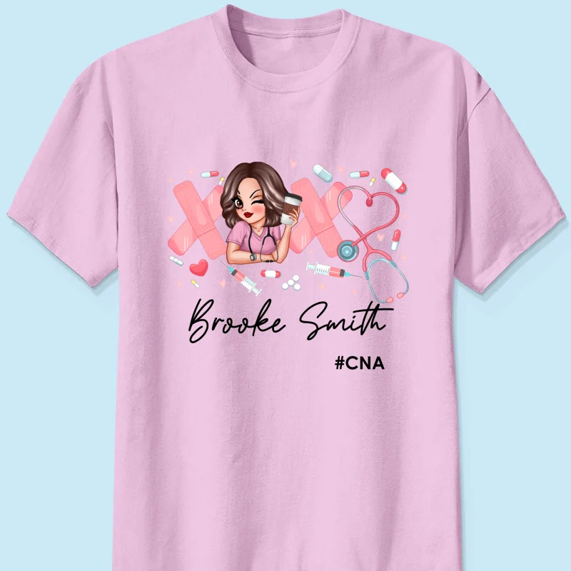 Pink Coquette XOXO Nurse Personalized Shirt, Birthday Gift For Nurse Wife, Girlfriend, Bestie - Image 10