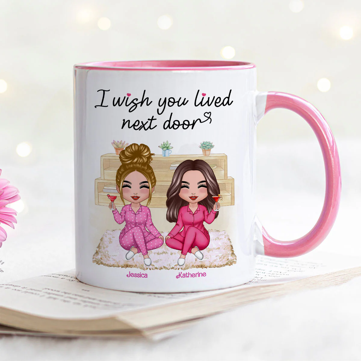 Pink Girls Wish You Lived Next Door Personalized Mug - Image 2