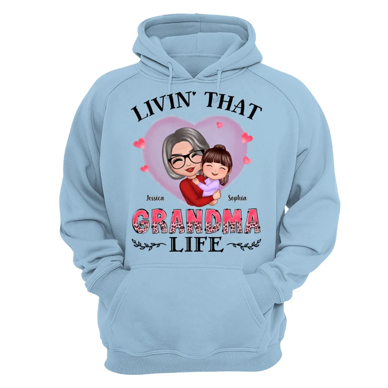 Pink Heart Doll Grandma Hugging Kid Livin‘ That Grandma Life Personalized Shirt - Image 16