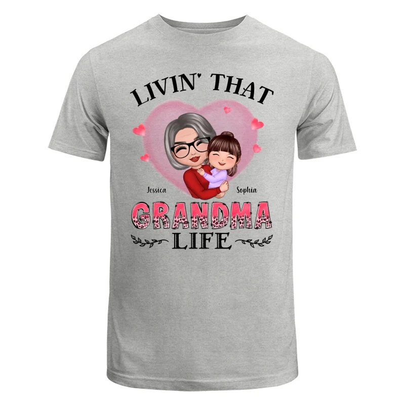 Pink Heart Doll Grandma Hugging Kid Livin‘ That Grandma Life Personalized Shirt - Image 6