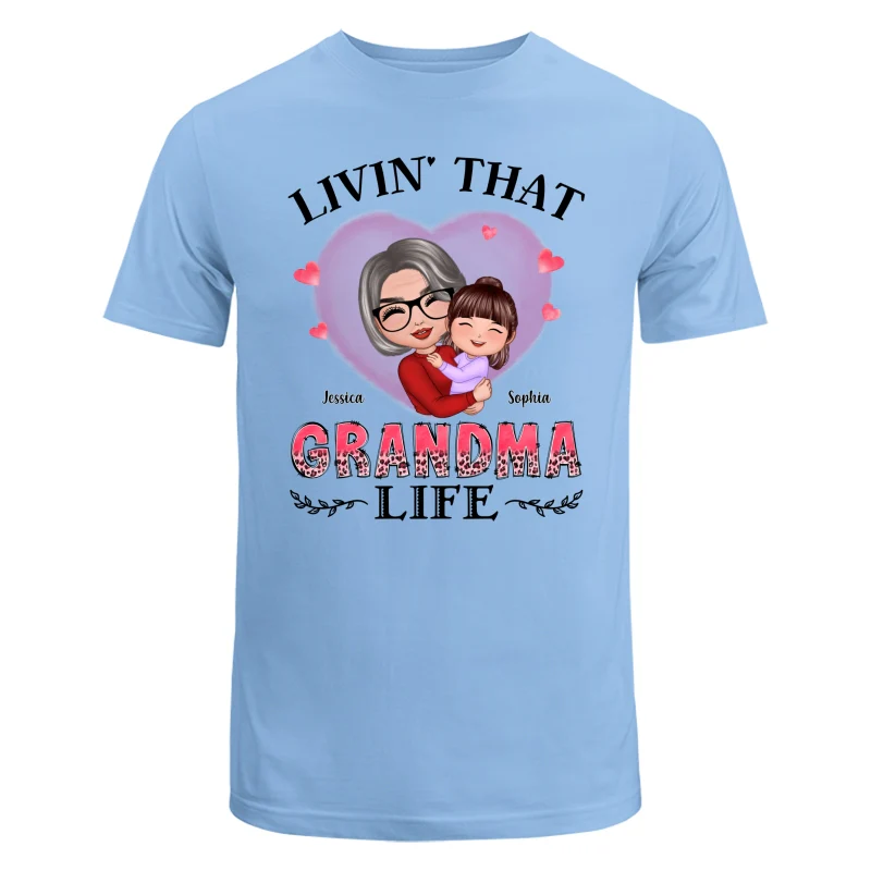 Pink Heart Doll Grandma Hugging Kid Livin‘ That Grandma Life Personalized Shirt - Image 8