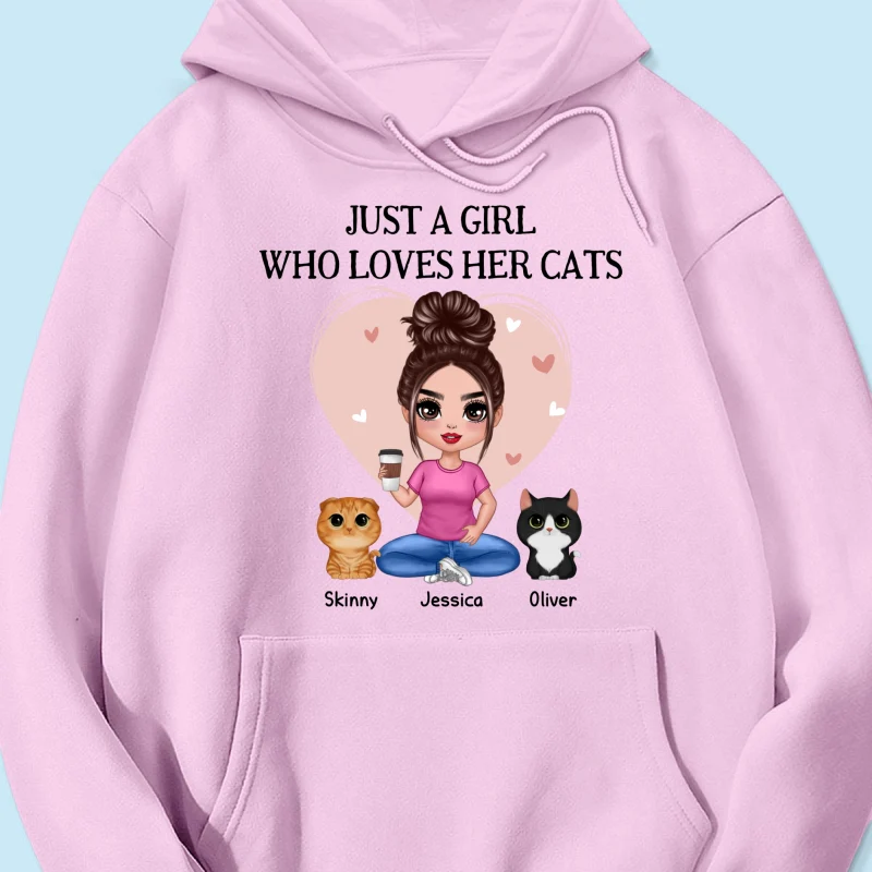 Pink Heart Just A Woman Who Loves Her Cats Personalized Shirt, Heartfelt 2025 Gift For Cat Moms, Cat Lovers - Image 20