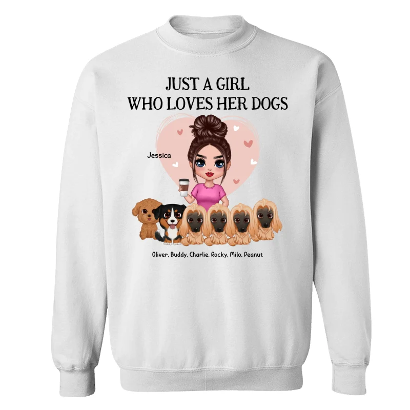 Pink Heart Just A Woman Who Loves Her Watercolor Cute Dogs Personalized Shirt - Image 17