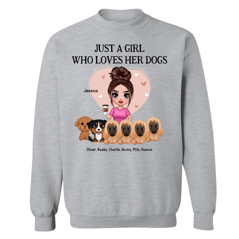 Pink Heart Just A Woman Who Loves Her Watercolor Cute Dogs Personalized Shirt - Image 18