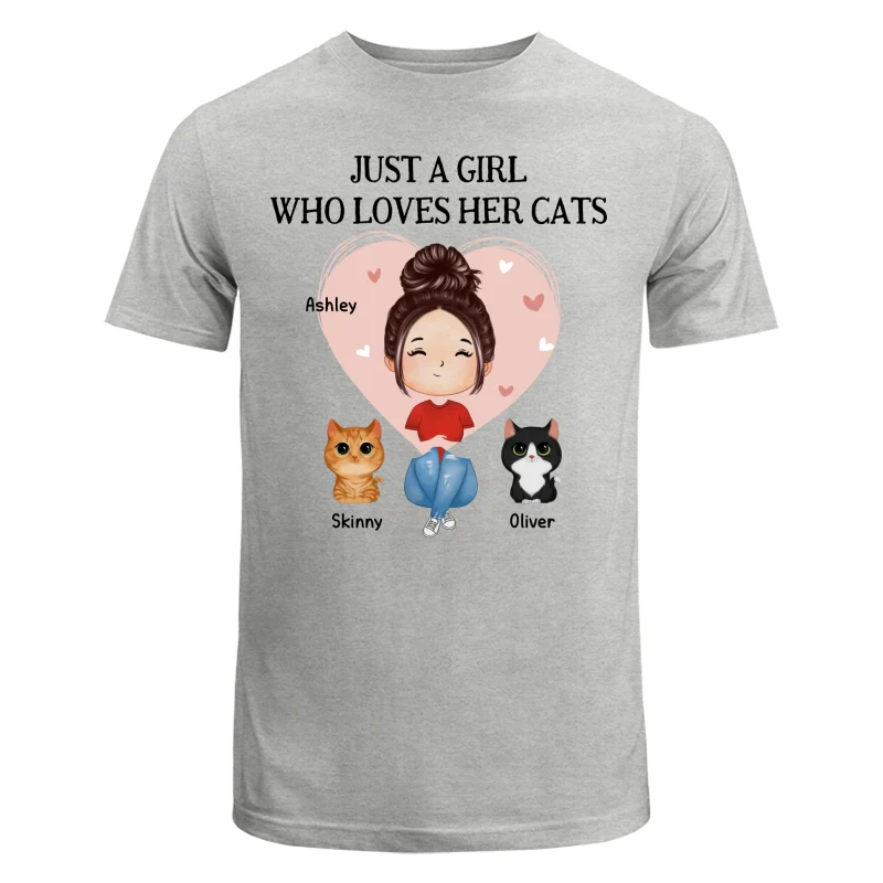 Pink Heart Watercolor Woman Sitting With Watercolor Cute Cats Personalized Shirt - Image 6