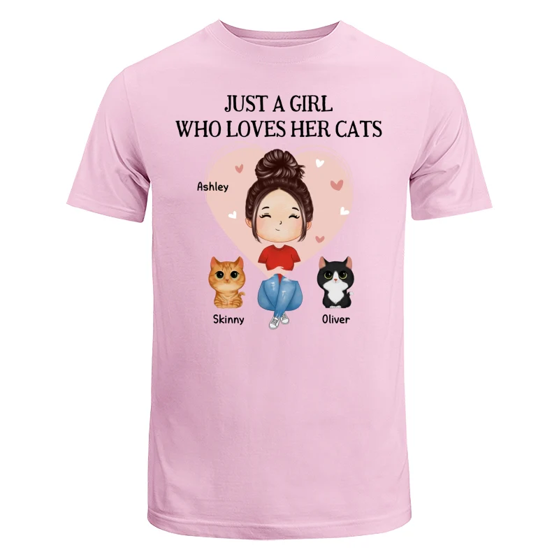 Pink Heart Watercolor Woman Sitting With Watercolor Cute Cats Personalized Shirt - Image 7