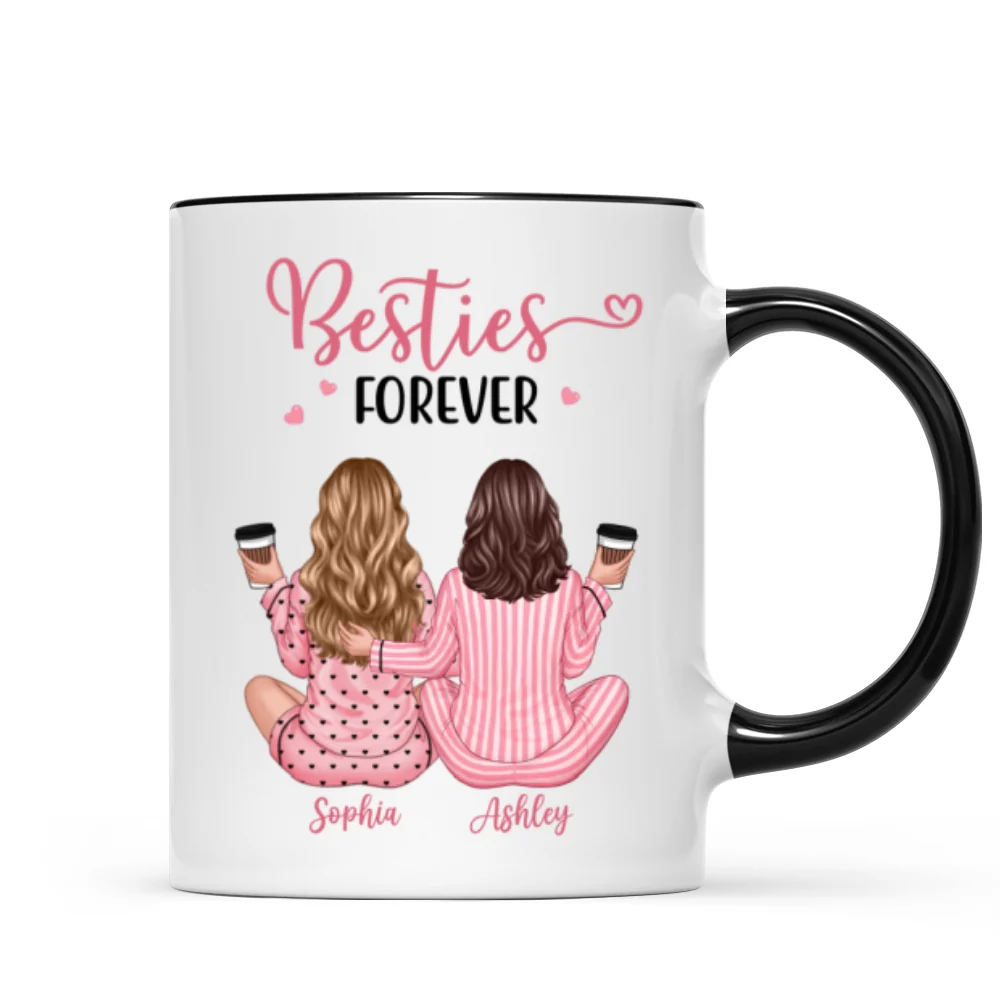Pink Pajamas Besties, Besties Forever Personalized Mug, Heartfelt Gift For Best Friends, BFF - Image 11
