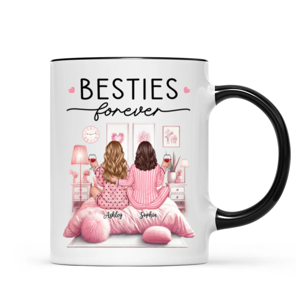Pink Pajamas Besties In Cozy Room Personalized Mug, Heartfelt Gift For Best Friends, BFF - Image 11