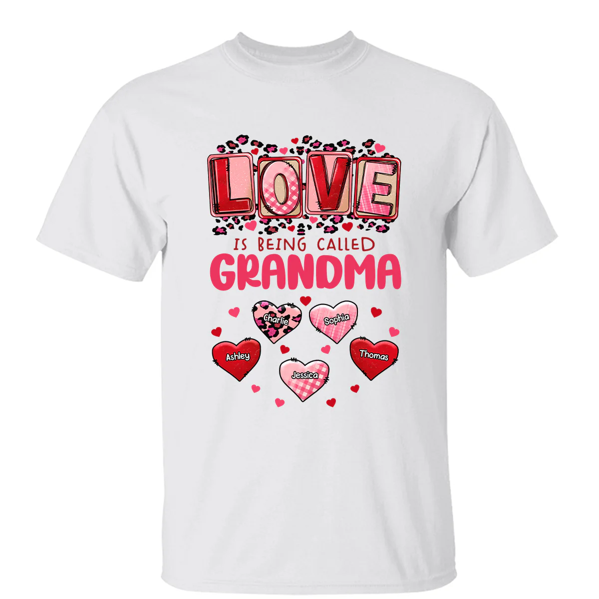 Pink Red Leopard Grandma Mom Love Is Being Called Personalized Shirt