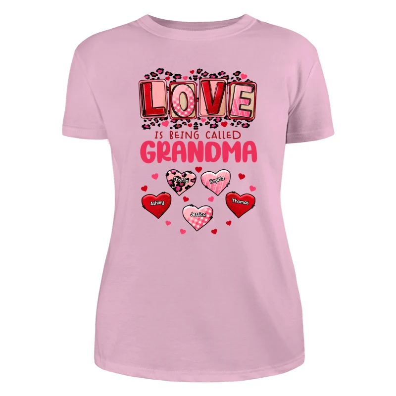 Pink Red Leopard Grandma Mom Love Is Being Called Personalized Shirt - Image 11