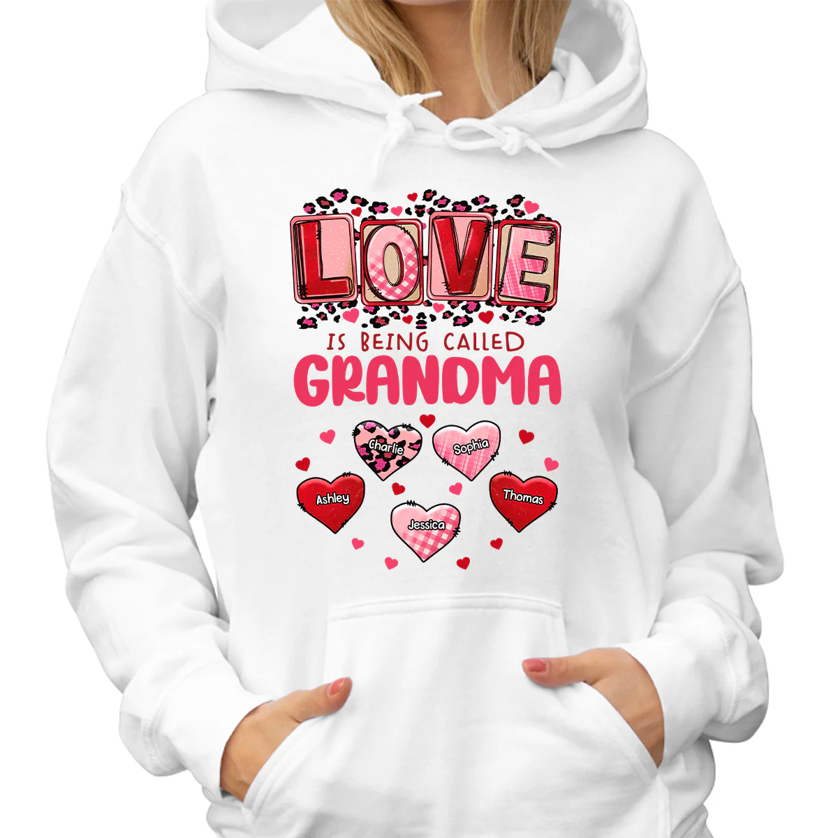 Pink Red Leopard Grandma Mom Love Is Being Called Personalized Shirt - Image 4
