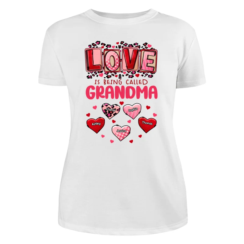 Pink Red Leopard Grandma Mom Love Is Being Called Personalized Shirt - Image 9