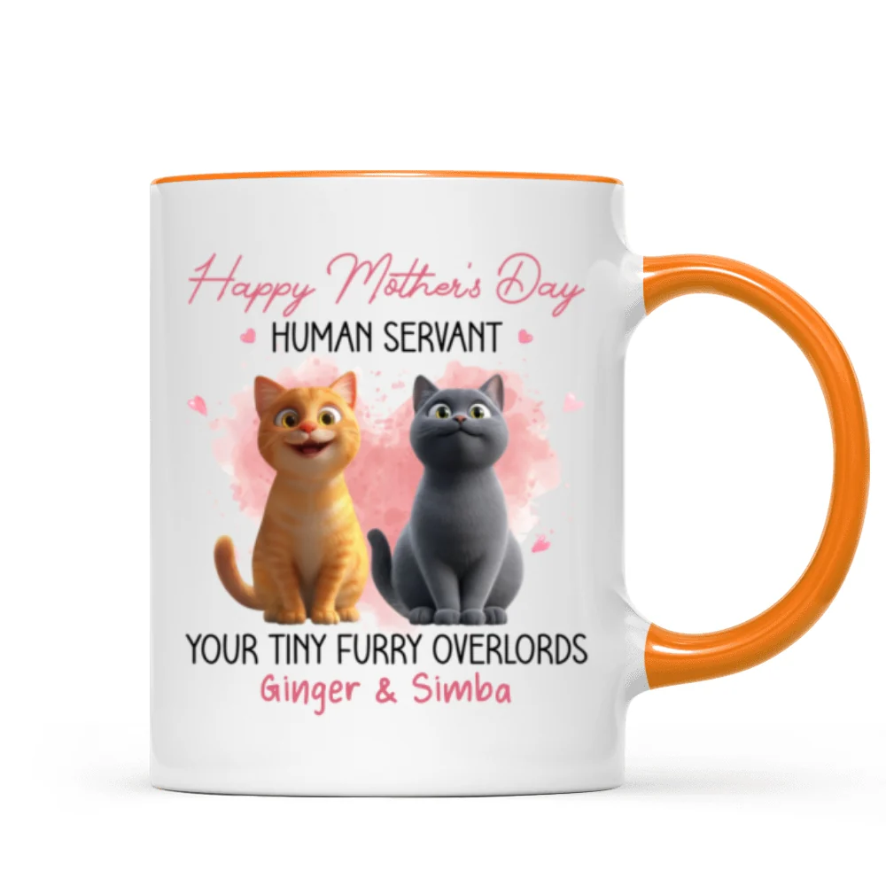 Pink Tone Happy Mother's Day Human Servant Cartoon Funny Cats Personalized Mug - Image 14