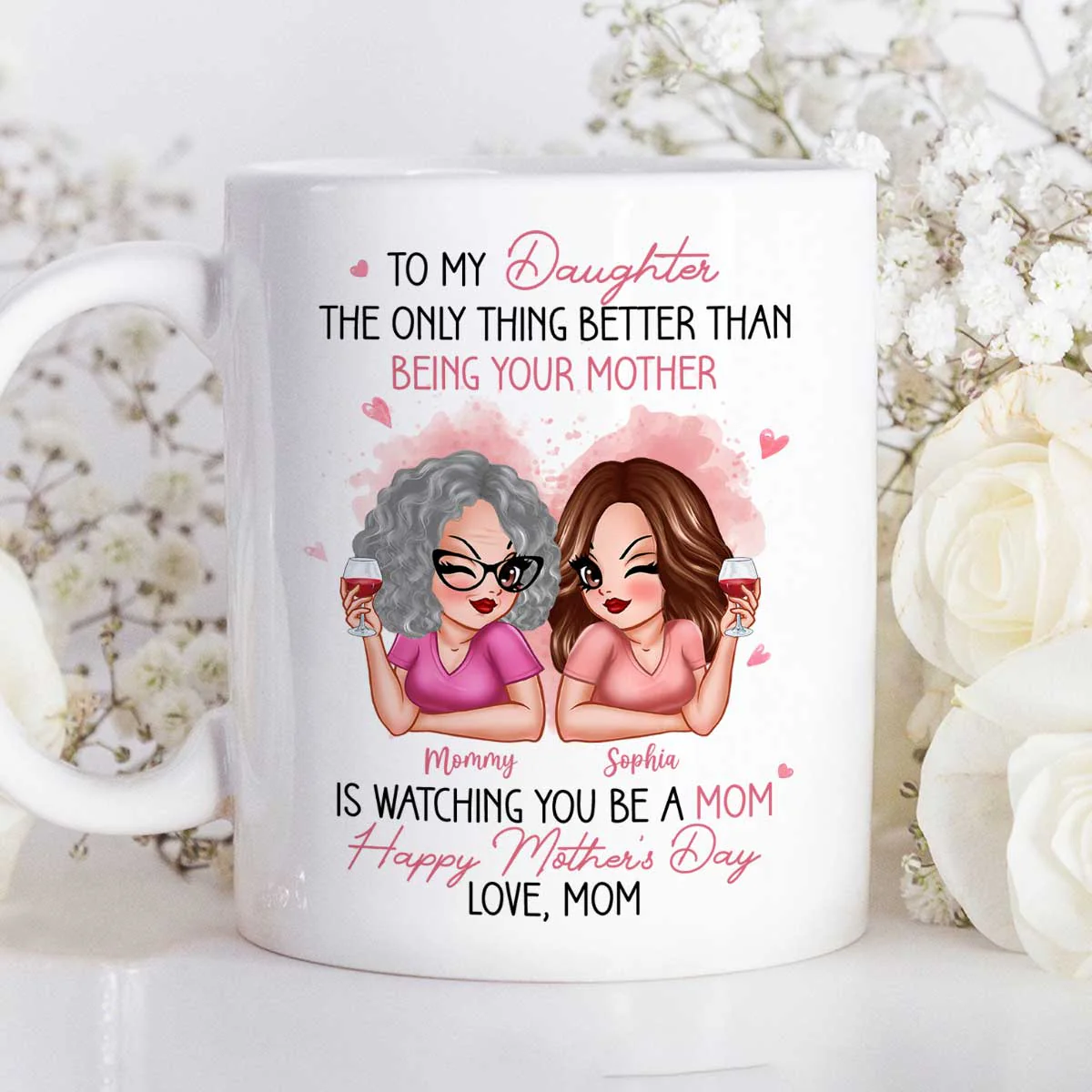 Pink Tone To My Daughter From Mom Happy Mother's Day Personalized Mug, Heartfelt 2025 Gift For Daughter - Image 4