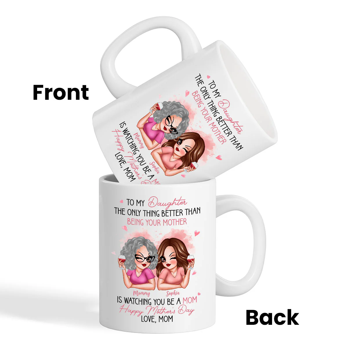 Pink Tone To My Daughter From Mom Happy Mother's Day Personalized Mug, Heartfelt 2025 Gift For Daughter - Image 5