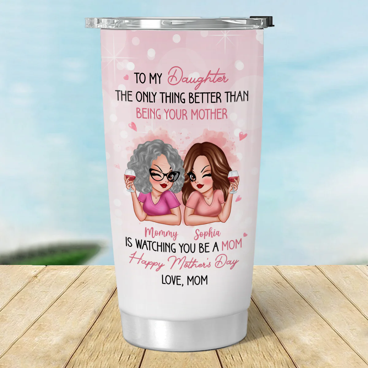 Pink Tone To My Daughter From Mom Happy Mother's Day Personalized Tumbler, Gift For Daughter - Image 8