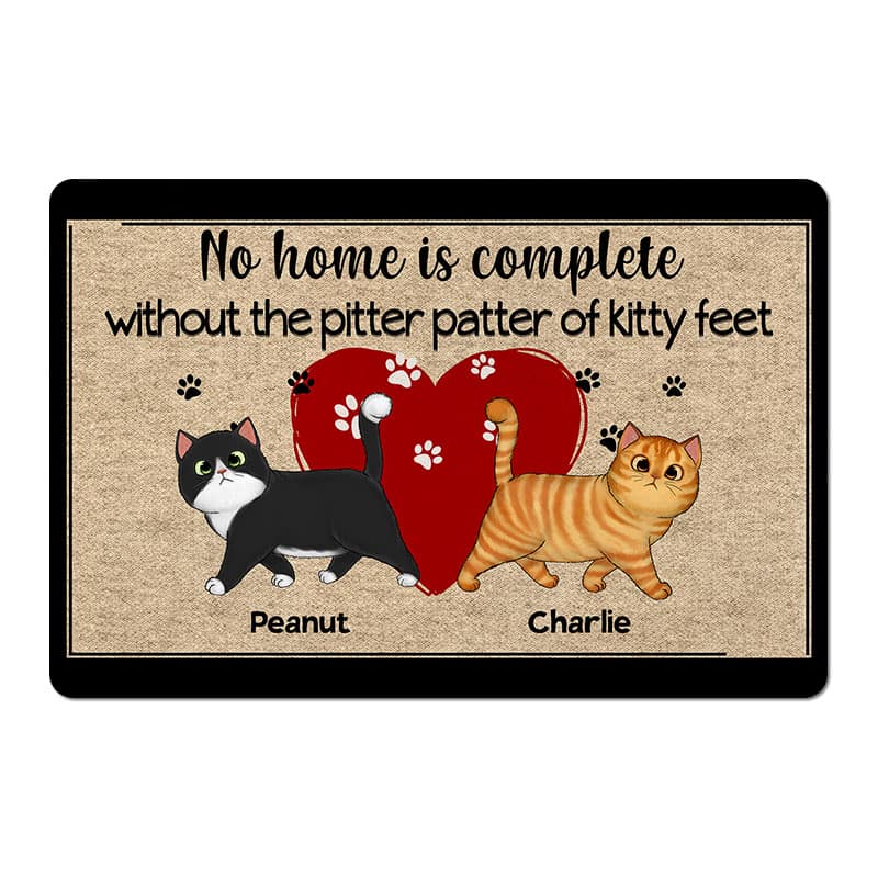 Pitter Patter Of Kitty Feet Cats Personalized Doormat