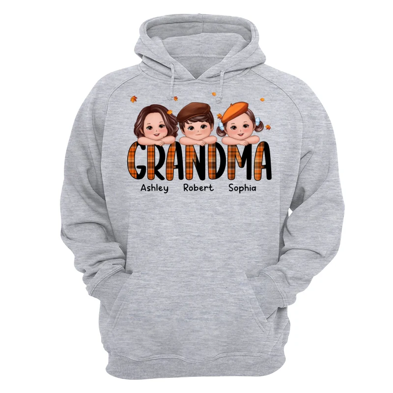 Plaid Pattern Fall Season Mom Grandma Kids On Hand Personalized Shirt - Image 14