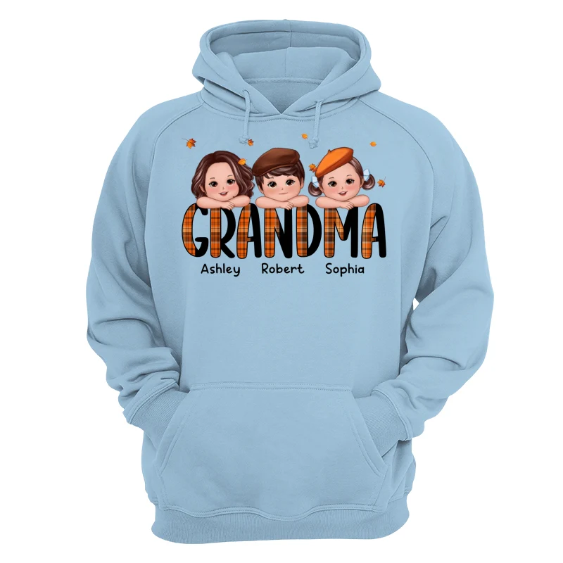 Plaid Pattern Fall Season Mom Grandma Kids On Hand Personalized Shirt - Image 16