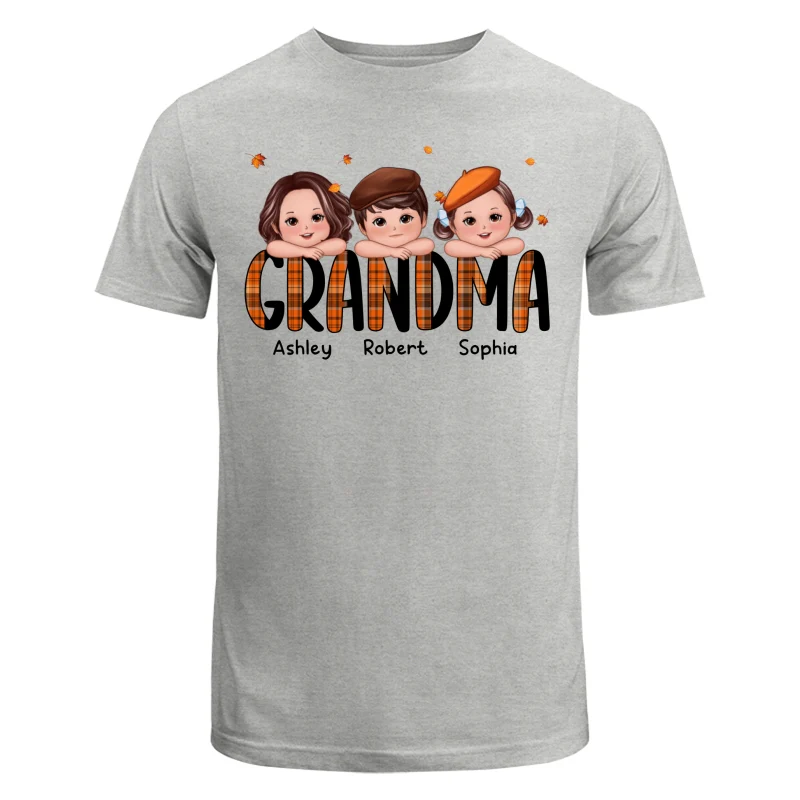 Plaid Pattern Fall Season Mom Grandma Kids On Hand Personalized Shirt - Image 6