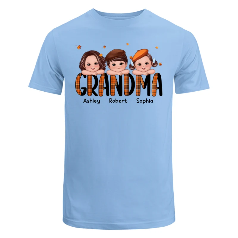 Plaid Pattern Fall Season Mom Grandma Kids On Hand Personalized Shirt - Image 8
