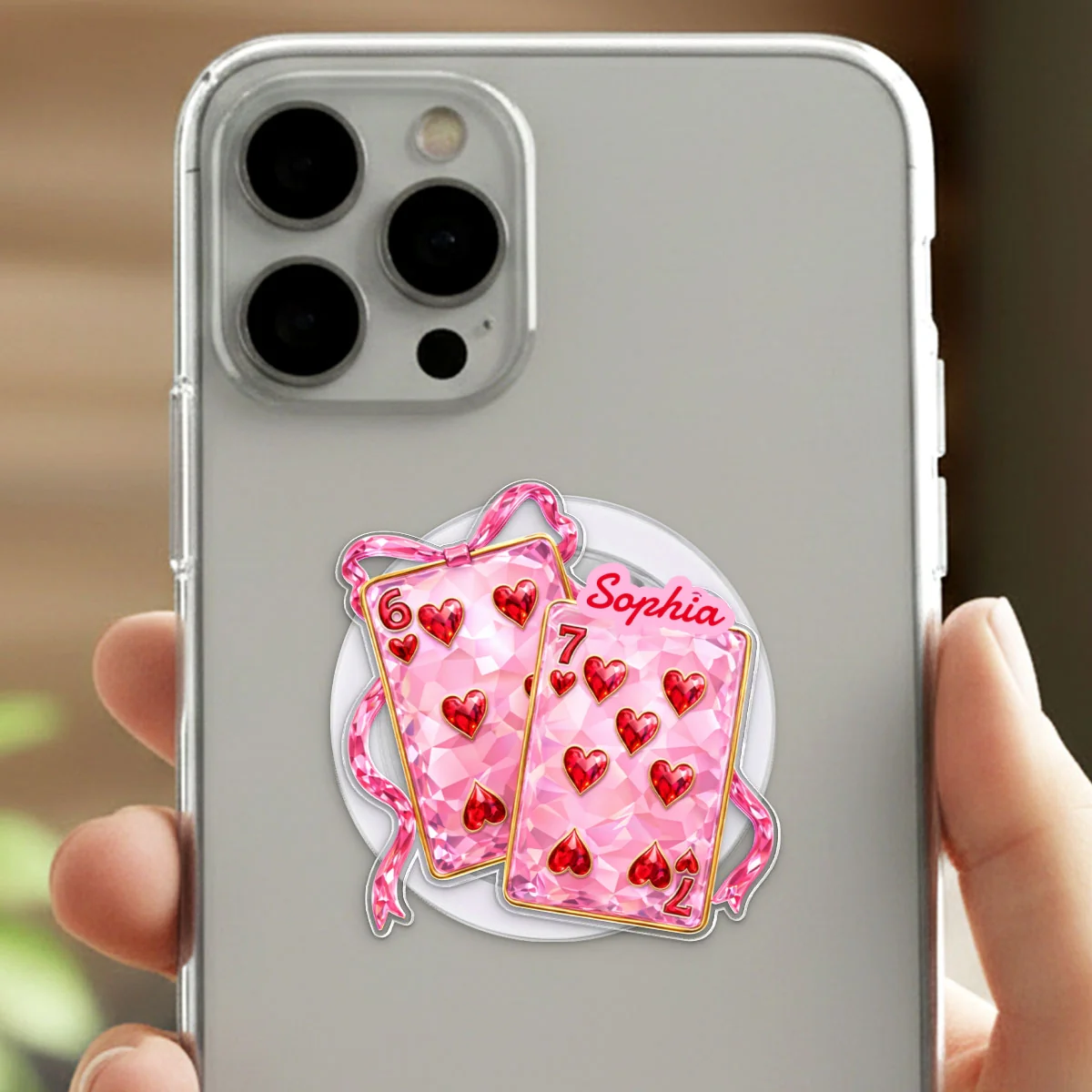 Playing Cards Valentine 6 7 Coquette - Personalized Acrylic Magnetic Phone Grip - Gift for Myself - Image 14